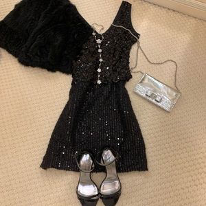 Tory Burch black sequined dress